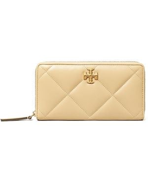 Tory Burch Kira Diamond Quilt Zip Continental Wallet - Natural