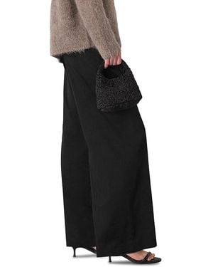 Whistles Textured Satin Pintuck Trousers - Black