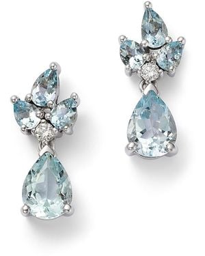 Bloomingdale's Fine Collection Diamond & Aquamarine Cluster Earrings - Blue