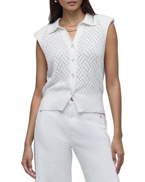 Hudson Jeans Knitted Sleeveless Collared Top - White