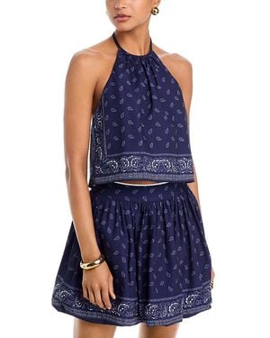 Aqua Paisley Bandana Halter Top - Blue