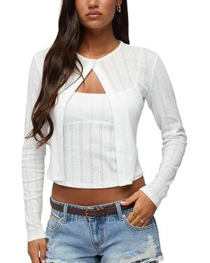 Edikted Adie Pointelle Cardigan - Gray