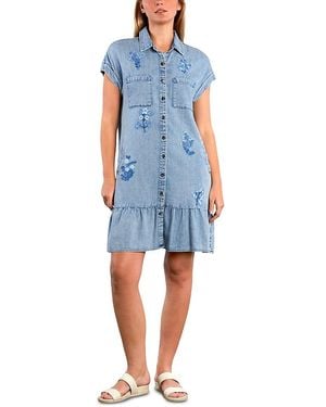 Billy T Poetic Floral Embroidered Dress - Blue
