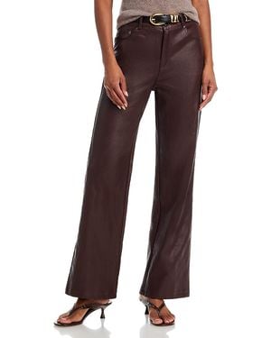 Aqua Faux Leather Flared Pants - Brown