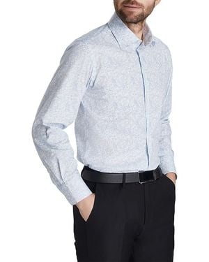 Thomas Pink Floral Print Dress Shirt - Blue