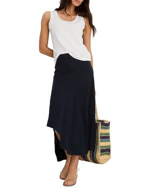 NIC+ZOE Long Engagement Rumba Linen Blend Skirt - Blue