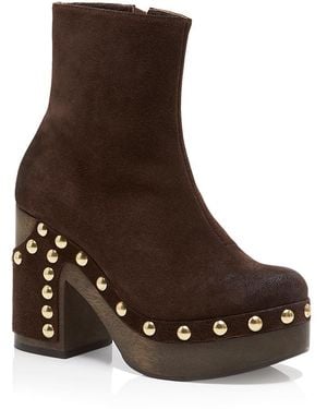 Free People Grayson Leather Clog Boots - Brown