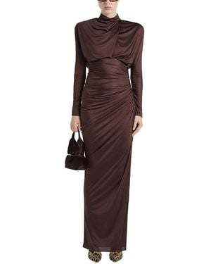 Balmain Long Flowing Jersey Dress - Brown