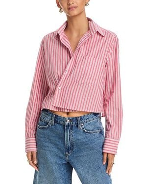 CISSA Cropped Button Front Shirt - Red