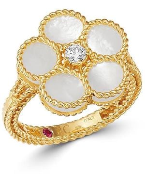 Roberto Coin 18K Daisy Mother-Of-Pearl & Diamond Ring - Metallic