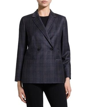 Theory Double Breasted Wool Blazer - Blue