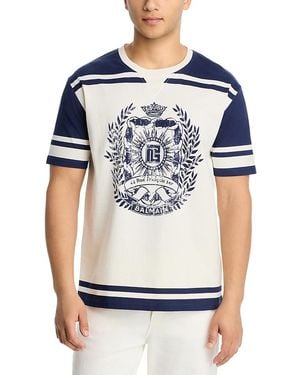 Balmain Emblem Graphic T-Shirt - Blue
