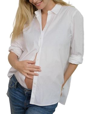 Hatch Collection Nursing Friendly Maternity Classic Buttondown - Gray