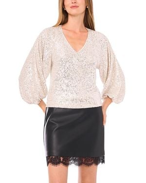 Vince Camuto Sequined Raglan Top - White