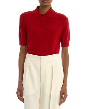 Victoria Beckham Polo Collar Merino Wool Shirt - Red