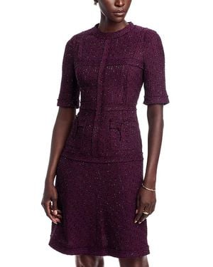 Teri Jon Metallic Tweed Geo Stripe Dress - Purple