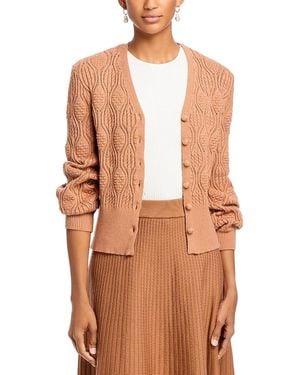 Nancy Yang V Neck Cardigan Sweater - Brown