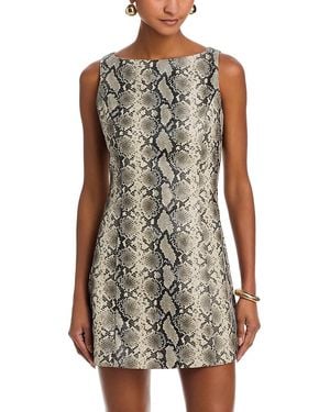 Line & Dot Faux Leather Mini Dress - Gray