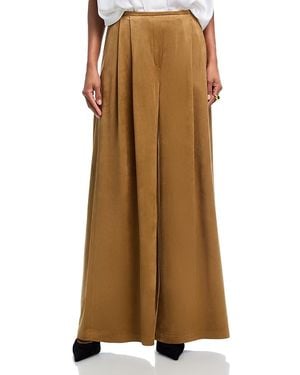 Norma Kamali Normal Kamali Pleated Wide Leg Pants - Brown