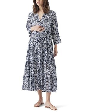 Ripe Maternity Ezra Tiered Dress - Blue