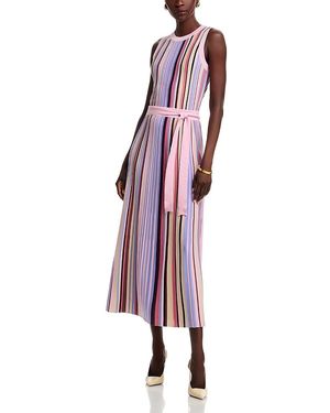 Misook Rib Knit Striped Maxi Dress - Purple