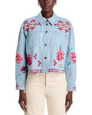 Johnny Was Talulla Cropped Denim Jacket - Blue