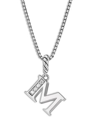David Yurman Pave Initial Pendant Necklace - Metallic