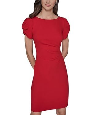 KARL LAGERFELD Ruched Sleeve Sheath Dress - Red