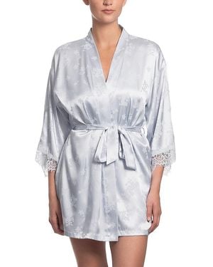 In Bloom Satin Jacquard Wrap Robe - Blue