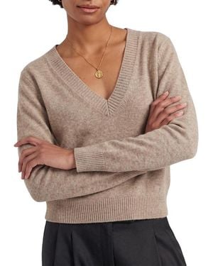 Chinti & Parker Wool-Cashmere V-Neck Sweater - Gray