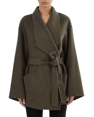 Lamarque Mekia Belted Double-Face Wool Oversized Wrap Coat - Green