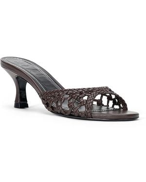 STAUD Brigitte Knotted Woven Mules - Metallic