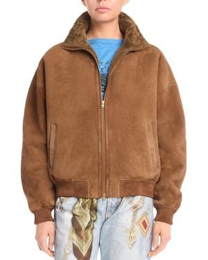 Acne Studios Leather Zip Front Jacket - Brown