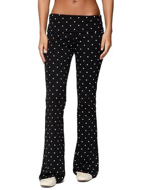 Edikted Daliya Polka Dot Fold Over Pants - Black