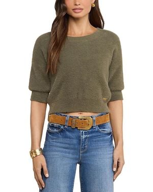 L'Agence Guinevere Cropped Crewneck Sweater - Green