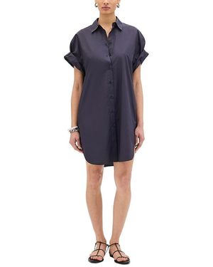 Another Tomorrow Short Shirt Dress - Blue