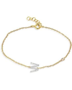 Zoe Lev 14K Diamond Initial & Bezel Bracelet - Metallic