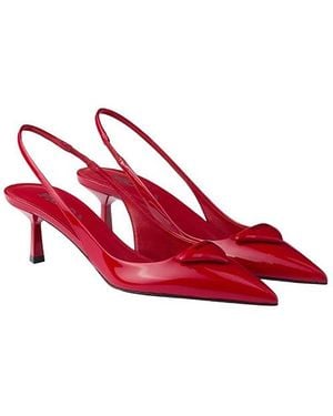 Prada Patent Leather Slingback Pumps - Red