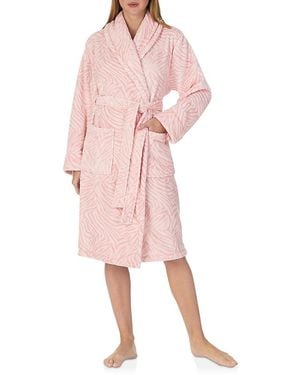 Kate Spade Two Tone Burn Out Plush Wrap Robe - Pink