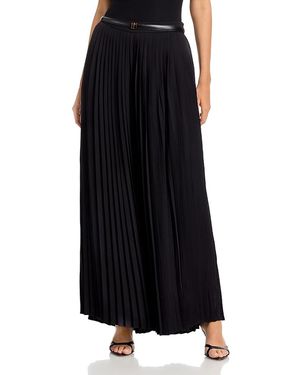 Misook Pleated Palazzo Crepe De Chine Pants - Black