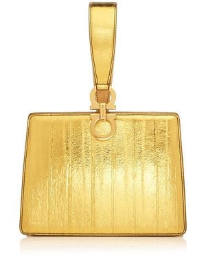 Ferragamo Small Metallic Leather Clutch - Yellow
