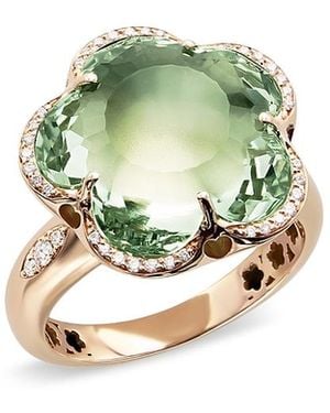Pasquale Bruni 18K Bon Ton Prasiolite & Diamond Flower Ring - Green