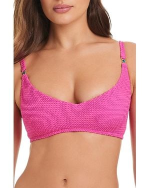 Red Carter V Front Bralette Bikini Top - Pink