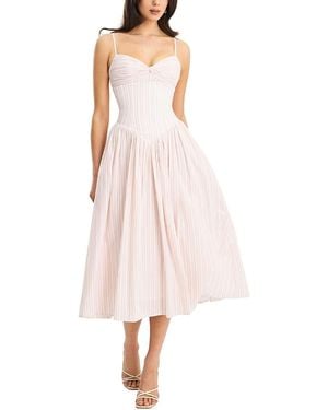 Miss Circle Zania Ruched Breast Cotton Jacquard Midi Dress - Pink