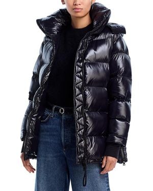 Aqua Mid Length Oversized Puffer Coat - Blue