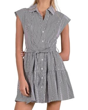 Elan Cap Sleeve Tiered Dress - Gray