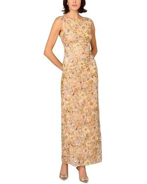 Aidan Mattox Novelty Mesh Long Dress - Metallic