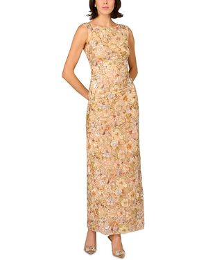 Aidan Mattox Novelty Mesh Long Dress - Metallic
