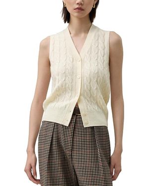 LILYSILK Washable Cable Knit Wool Vest - Natural