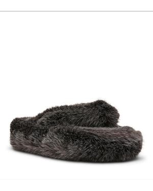 Steve Madden Fizzy Faux Fur Flip Flops - Black